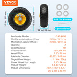 Automotive Parts: VEVOR Solid PU Run-Flat Tire Wheel, 254 mm, 2-Pack, 181.4 kg Dynamic Load, 204.1 kg Static Load, Flat Free Tubeless Tires and Wheels for Hand Truck, Utility Cart, Dolly, Garden Trailer, Various Carts