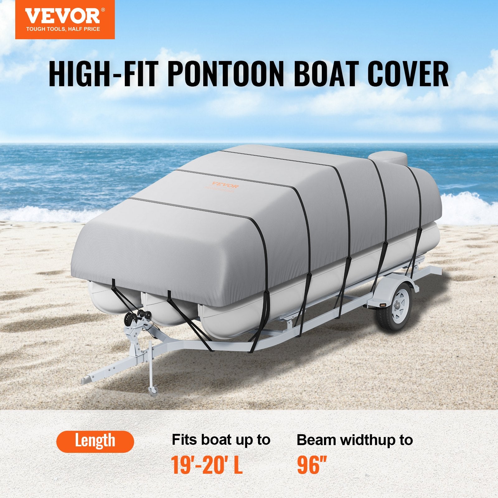 Caravan Accessories: VEVOR Pontoon Boat Cover 800D Waterproof Trailerable 19-20 ft with Storage Bag
