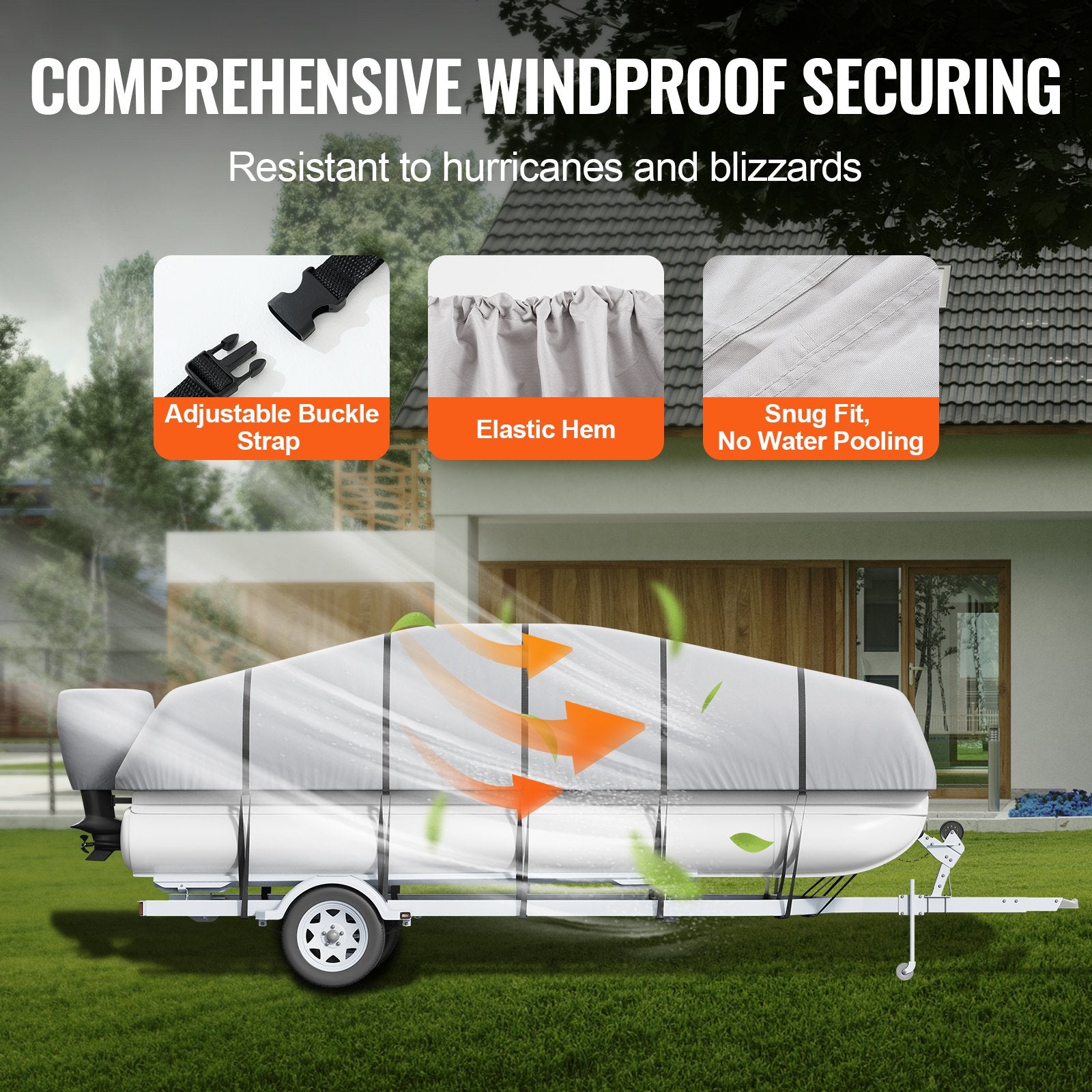 Caravan Accessories: VEVOR Pontoon Boat Cover 800D Waterproof Trailerable 19-20 ft with Storage Bag