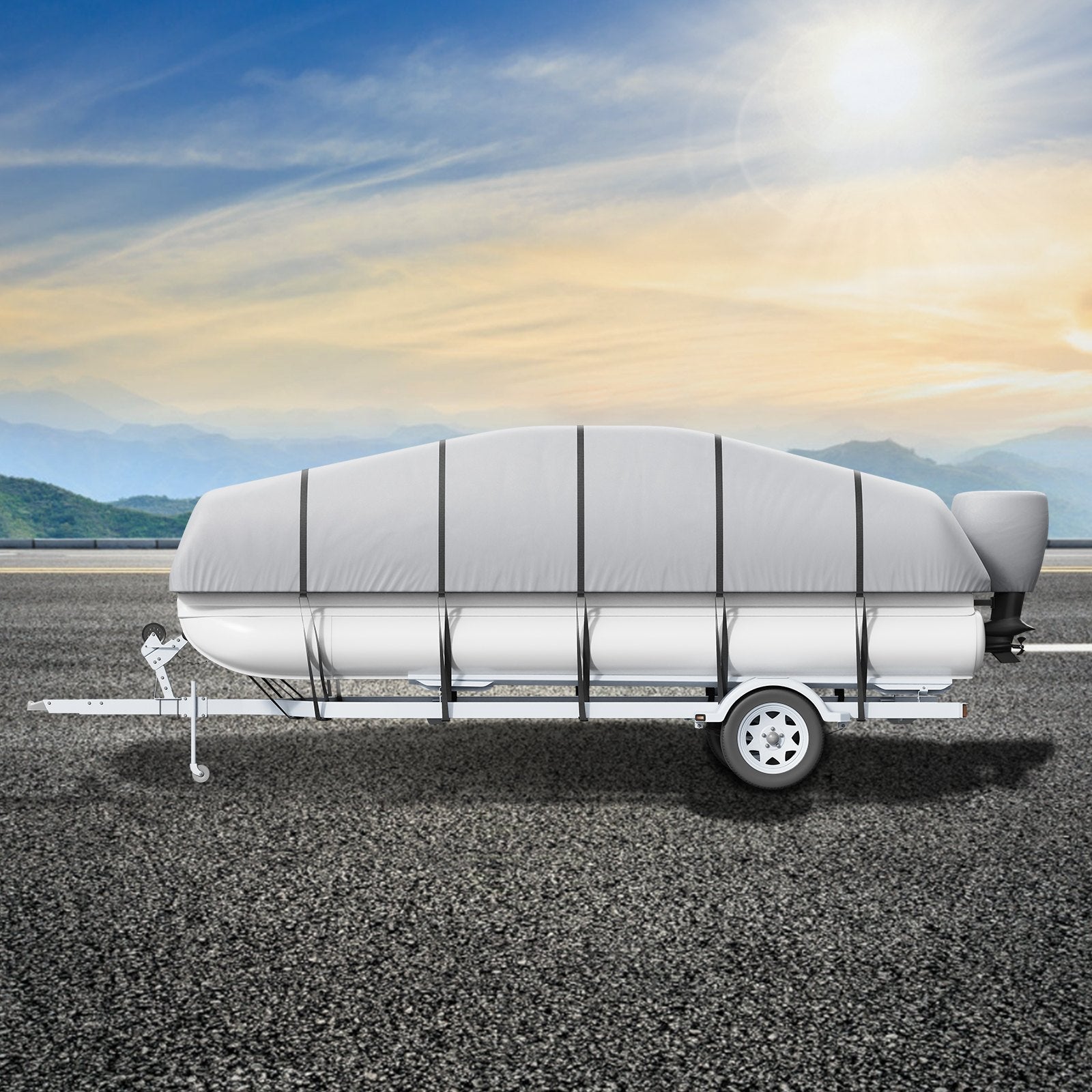 Caravan Accessories: VEVOR Pontoon Boat Cover 800D Waterproof Trailerable 19-20 ft with Storage Bag