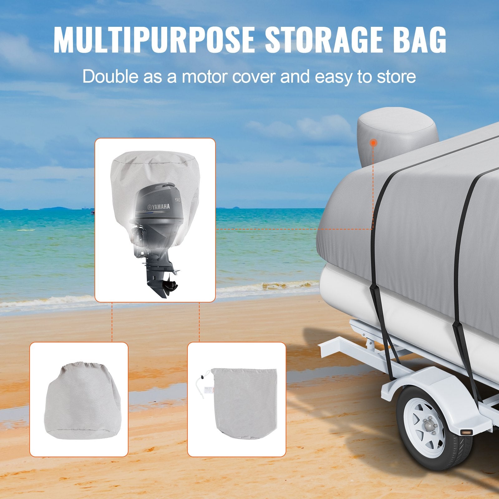Boating Accessories: VEVOR Pontoon Boat Cover 800D Waterproof Trailerable 23-24 ft with Storage Bag
