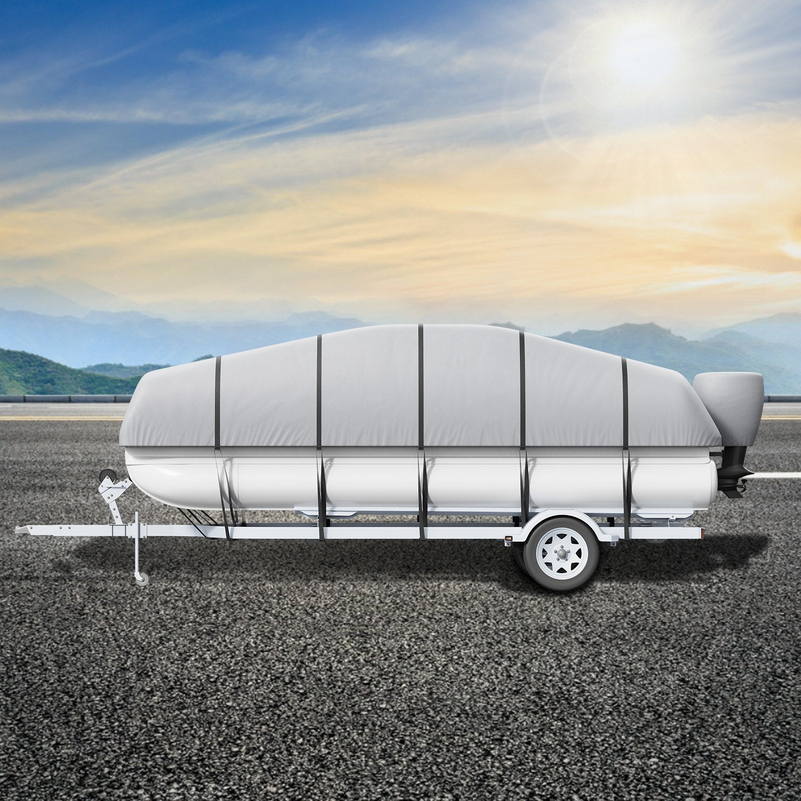 Boating Accessories: VEVOR Pontoon Boat Cover 800D Waterproof Trailerable 23-24 ft with Storage Bag
