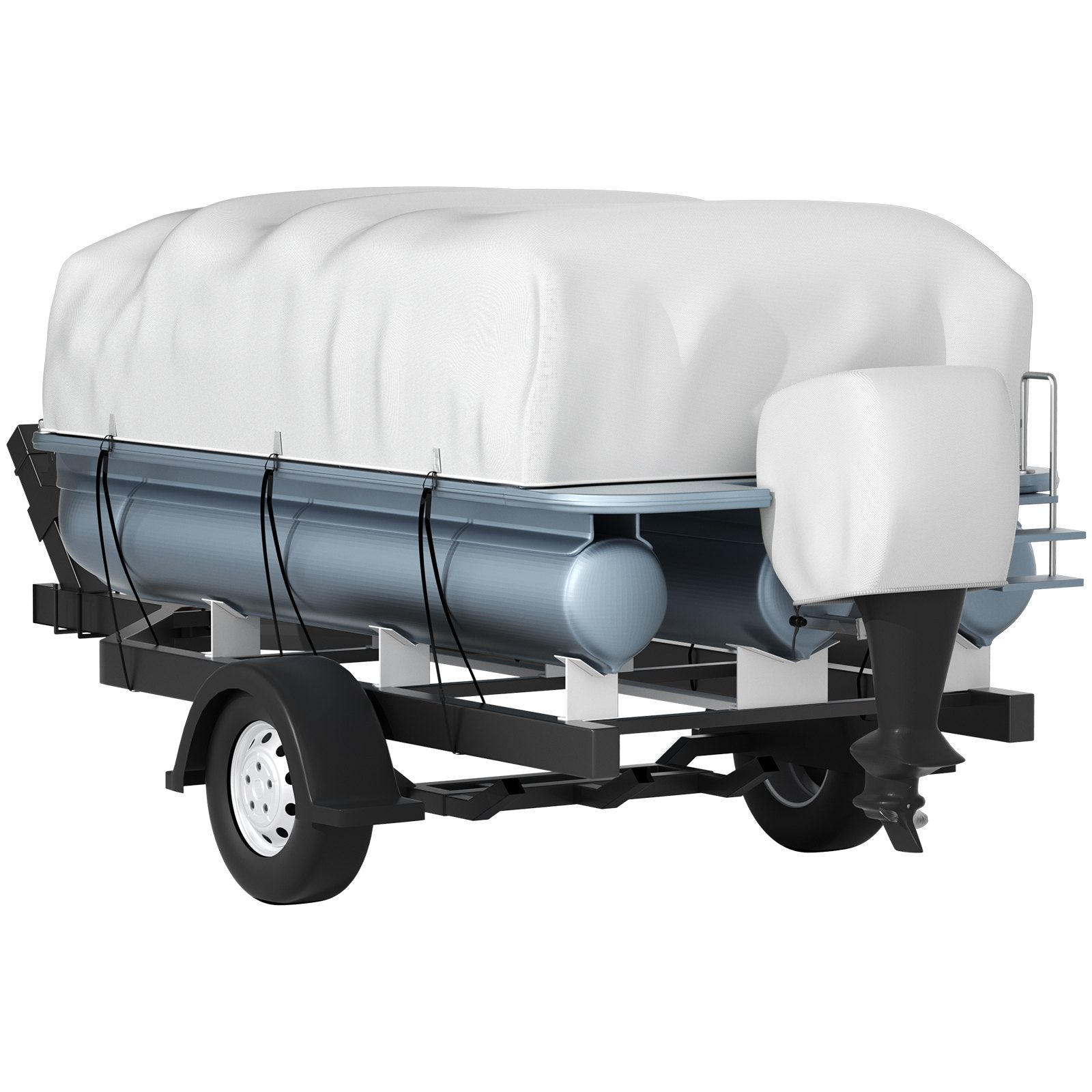 Boating Accessories: VEVOR Pontoon Boat Cover, Fit for 17\'-20\' Boat, Heavy Duty 600D Marine Grade Oxford Fabric, UV Resistant Waterproof Trailerable Boat Cover with 2 Support Poles and 7 Wind-Proof Straps, Gray