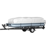 Boating Accessories: VEVOR Pontoon Boat Cover, Fit for 25\'-28\' Boat, Heavy Duty 600D Marine Grade Oxford Fabric, UV Resistant Waterproof Trailerable Boat Cover with 2 Support Poles and 7 Wind-Proof Straps, Gray