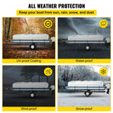 Boating Accessories: VEVOR Pontoon Boat Cover, Fit for 25\'-28\' Boat, Heavy Duty 600D Marine Grade Oxford Fabric, UV Resistant Waterproof Trailerable Boat Cover with 2 Support Poles and 7 Wind-Proof Straps, Gray