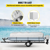 Boating Accessories: VEVOR Pontoon Boat Cover, Fit for 25\'-28\' Boat, Heavy Duty 600D Marine Grade Oxford Fabric, UV Resistant Waterproof Trailerable Boat Cover with 2 Support Poles and 7 Wind-Proof Straps, Gray