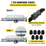 Boating Accessories: VEVOR Pontoon Boat Cover, Fit for 25\'-28\' Boat, Heavy Duty 600D Marine Grade Oxford Fabric, UV Resistant Waterproof Trailerable Boat Cover with 2 Support Poles and 7 Wind-Proof Straps, Gray