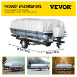 Boating Accessories: VEVOR Pontoon Boat Cover, Fit for 25\'-28\' Boat, Heavy Duty 600D Marine Grade Oxford Fabric, UV Resistant Waterproof Trailerable Boat Cover with 2 Support Poles and 7 Wind-Proof Straps, Gray