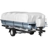 Boating Accessories: VEVOR Pontoon Boat Cover, Fit for 25\'-28\' Boat, Heavy Duty 600D Marine Grade Oxford Fabric, UV Resistant Waterproof Trailerable Boat Cover with 2 Support Poles and 7 Wind-Proof Straps, Gray