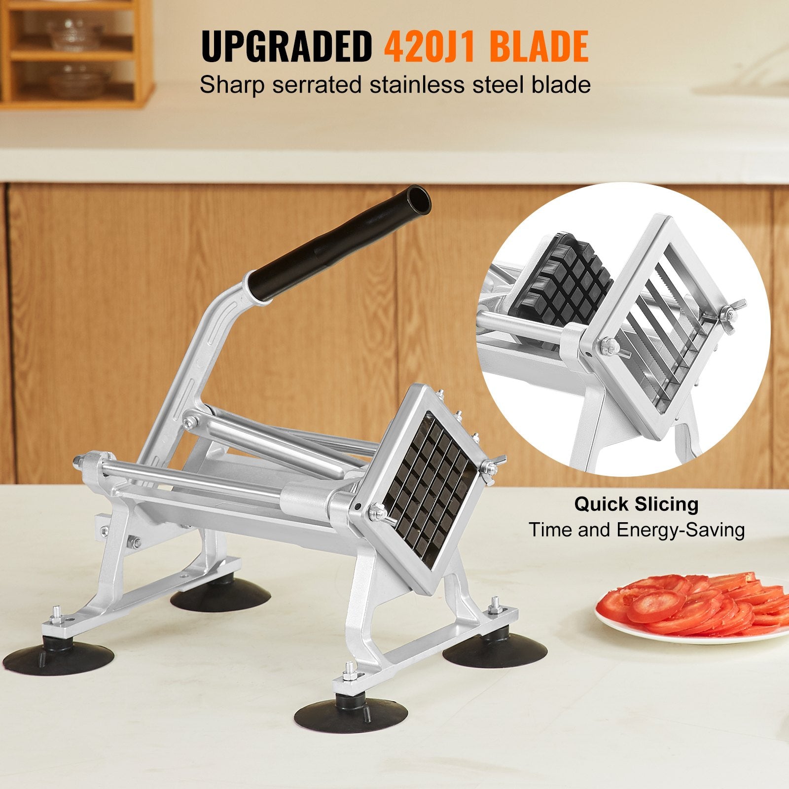 Gardening Tools: VEVOR Commercial Vegetable Slicer, 1/2 inch Fruit Slicer, Stainless Steel and Aluminum Alloy Vegetable Cutter Slicer Machine, Manual Slicer with Non-slip Feet, for Radishes, Onions, Potatoes, Lemons