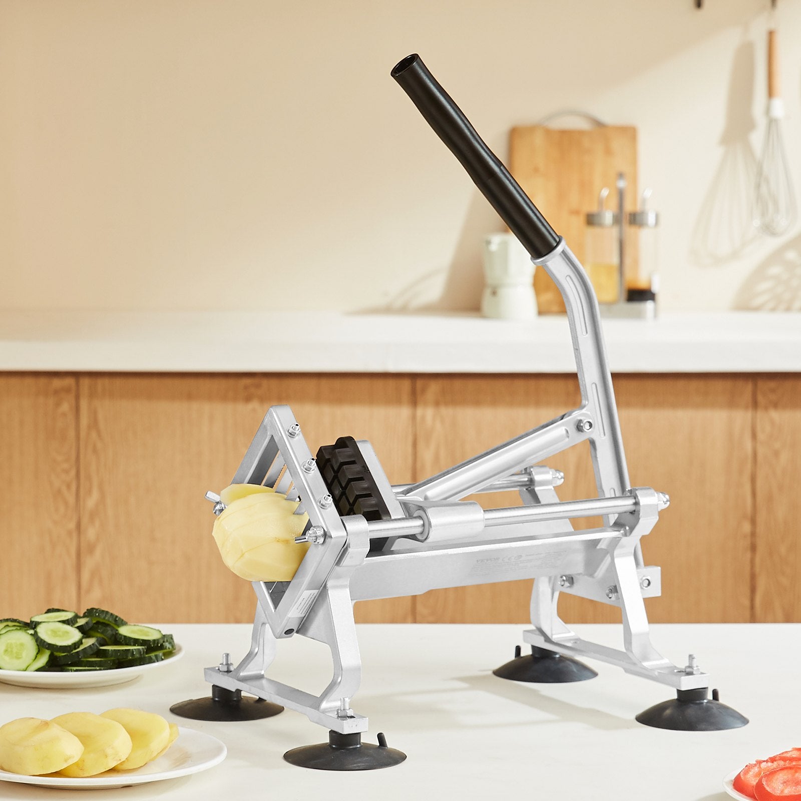 Gardening Tools: VEVOR Commercial Vegetable Slicer, 1/2 inch Fruit Slicer, Stainless Steel and Aluminum Alloy Vegetable Cutter Slicer Machine, Manual Slicer with Non-slip Feet, for Radishes, Onions, Potatoes, Lemons