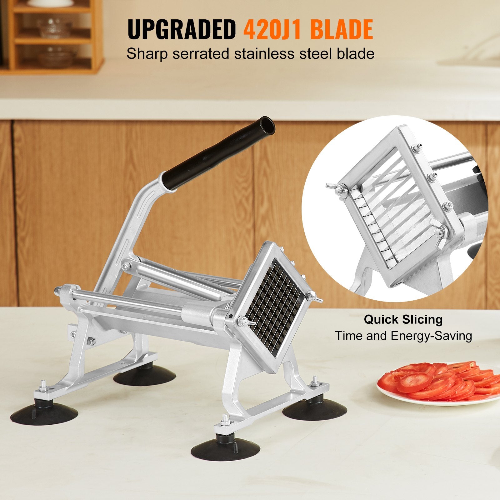 Gardening Tools: VEVOR Commercial Vegetable Slicer, 3/8 inch Fruit Slicer, Stainless Steel and Aluminum Alloy Vegetable Cutter Slicer Machine, Manual Slicer with Non-slip Feet, for Radishes, Onions, Potatoes, Lemons