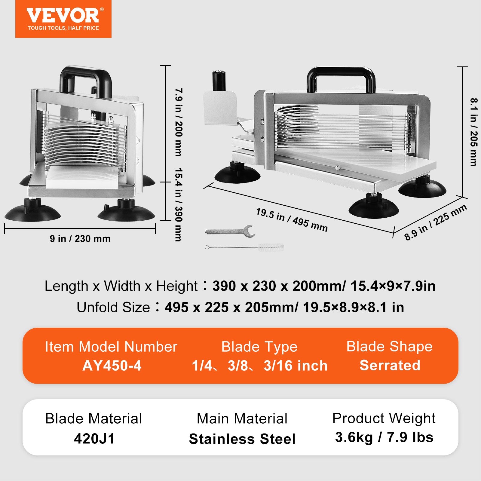 Gardening Tools: VEVOR Commercial Tomato Slicer, 1/4"+3/8"+3/16" Tomato Cutter Slicer, Stainless Steel Heavy Duty Tomato Slicer Machine, Manual Tomato Slicer with Non-slip Feet, Cutting Tomatoes, Cucumbers, Bananas