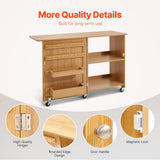 Room Dividers: VEVOR Folding Sewing Table with Lockable Wheels Shelves Trays Door Wood Color