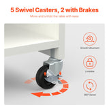 Room Dividers: VEVOR Folding Sewing Table with Lockable Wheels Storage Shelves Trays Door White