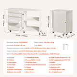 Room Dividers: VEVOR Folding Sewing Table with Lockable Wheels Storage Shelves Trays Door White