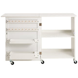Room Dividers: VEVOR Folding Sewing Table with Lockable Wheels Storage Shelves Trays Door White