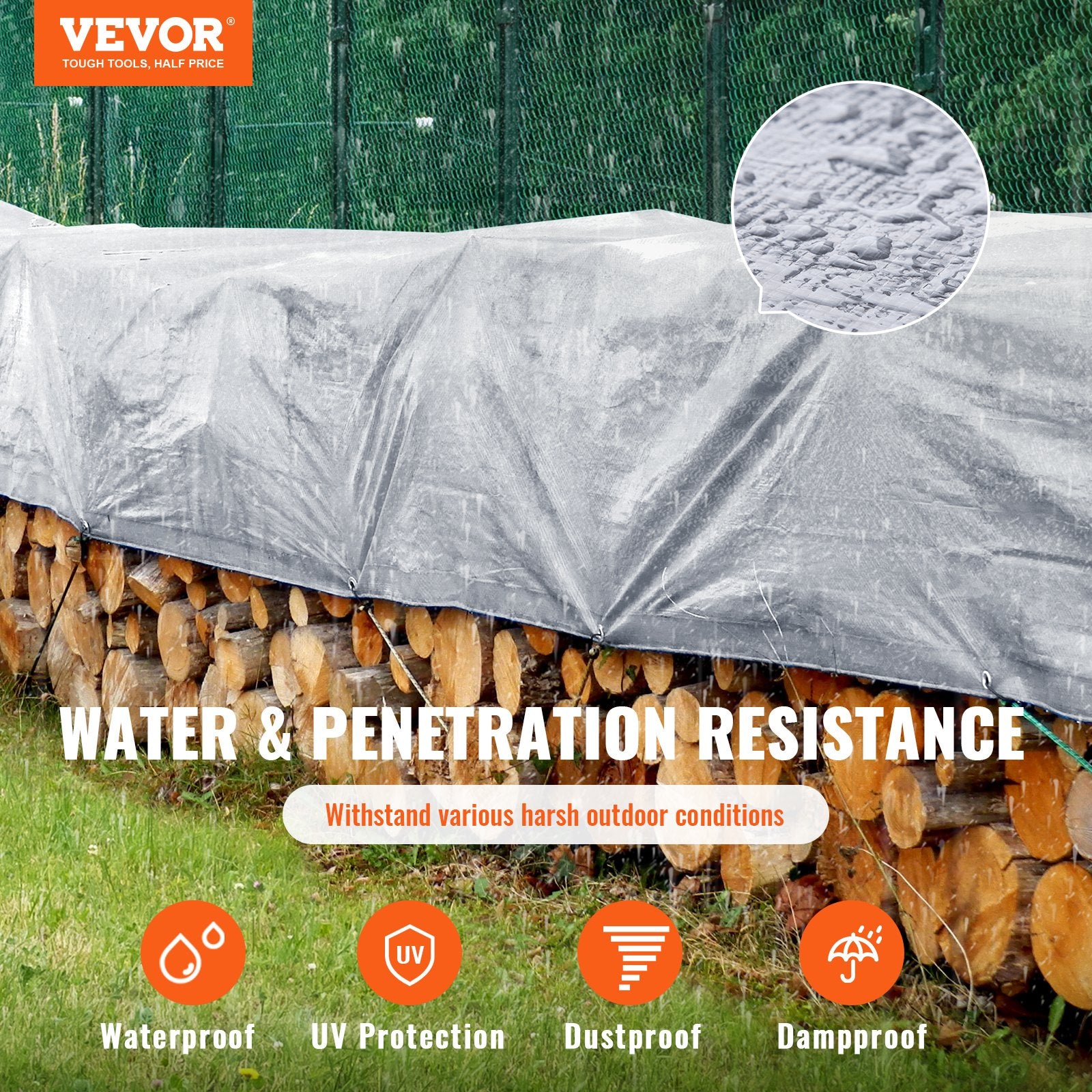 Caravan Accessories: VEVOR Tarp Waterproof Tarpaulin 20 x 30 ft 10 Mil Plastic Poly Tear UV Resistant