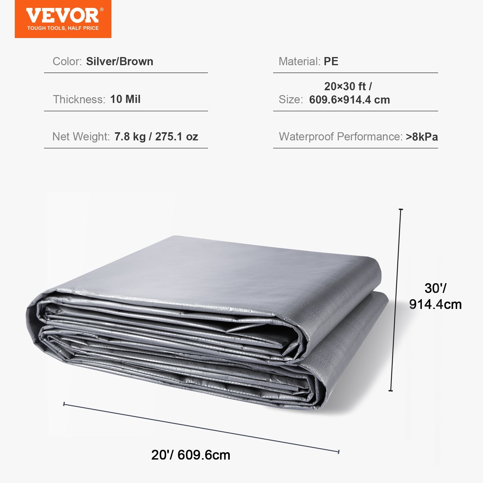 Caravan Accessories: VEVOR Tarp Waterproof Tarpaulin 20 x 30 ft 10 Mil Plastic Poly Tear UV Resistant