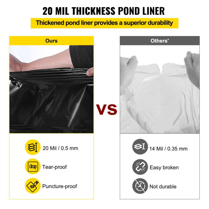 Swimming Pools: VEVOR LLDPE Pond Liner 15x20 ft, Pond Liner 20 Mil, Fish Pond Liners for Waterfall, Pond and Fish Ponds