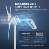 Gardening Tools: VEVOR 500W Wind Turbine Generator, 12V Wind Turbine Kit, 3-Blade Wind Power Generator with Anemometer, MPPT Controller & Adjustable Windward Direction, Suitable for Home, Farm, RVs, Boats