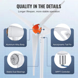 Gardening Tools: VEVOR 500W Wind Turbine Generator, 12V Wind Turbine Kit, 3-Blade Wind Power Generator with Anemometer, MPPT Controller & Adjustable Windward Direction, Suitable for Home, Farm, RVs, Boats
