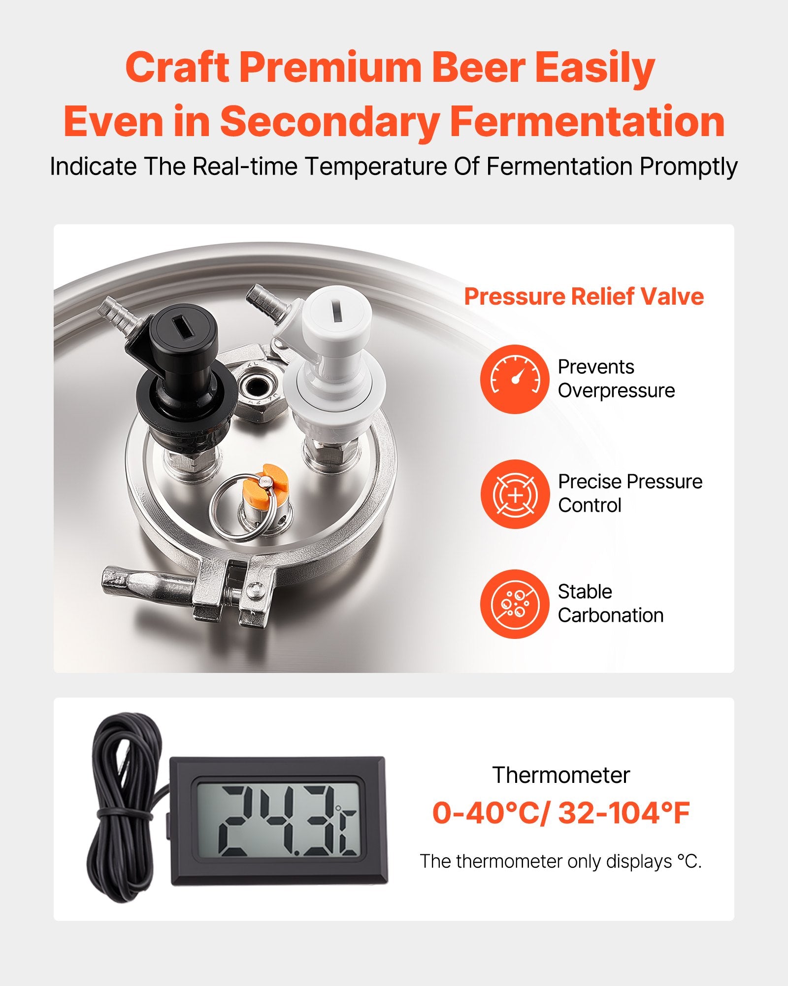 Free Weights: VEVOR Stainless Steel Conical Fermenter, 8 Gal/30L Home Brewing Fermenation Tank, Brew Bucket Fermentor with Conical Bottom, 3 Adjustable Legs, Lid, Handle & Thermometer, for Wine, Beer Fermentation