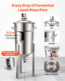 Free Weights: VEVOR Stainless Steel Conical Fermenter, 8 Gal/30L Home Brewing Fermenation Tank, Brew Bucket Fermentor with Conical Bottom, 3 Adjustable Legs, Lid, Handle & Thermometer, for Wine, Beer Fermentation