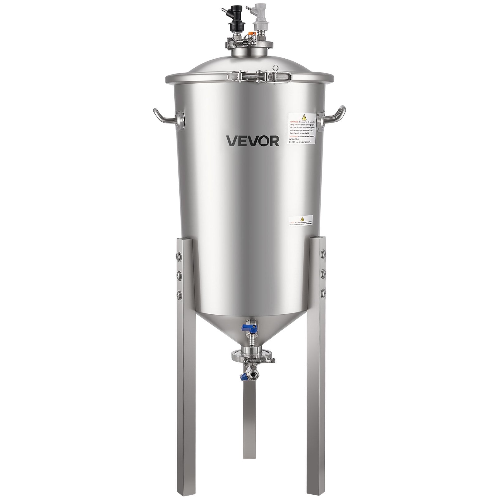 Free Weights: VEVOR Stainless Steel Conical Fermenter, 8 Gal/30L Home Brewing Fermenation Tank, Brew Bucket Fermentor with Conical Bottom, 3 Adjustable Legs, Lid, Handle & Thermometer, for Wine, Beer Fermentation