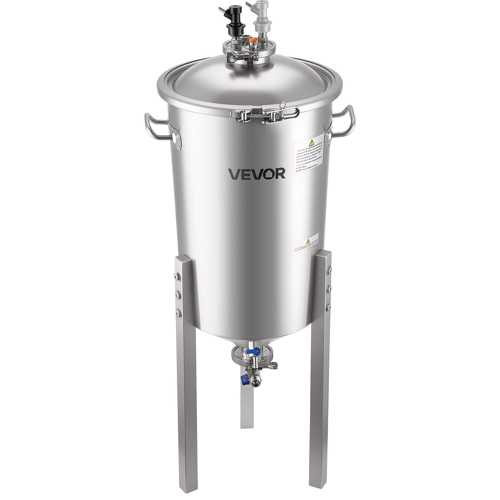 Free Weights: VEVOR Stainless Steel Conical Fermenter, 8 Gal/30L Home Brewing Fermenation Tank, Brew Bucket Fermentor with Conical Bottom, 3 Adjustable Legs, Lid, Handle & Thermometer, for Wine, Beer Fermentation