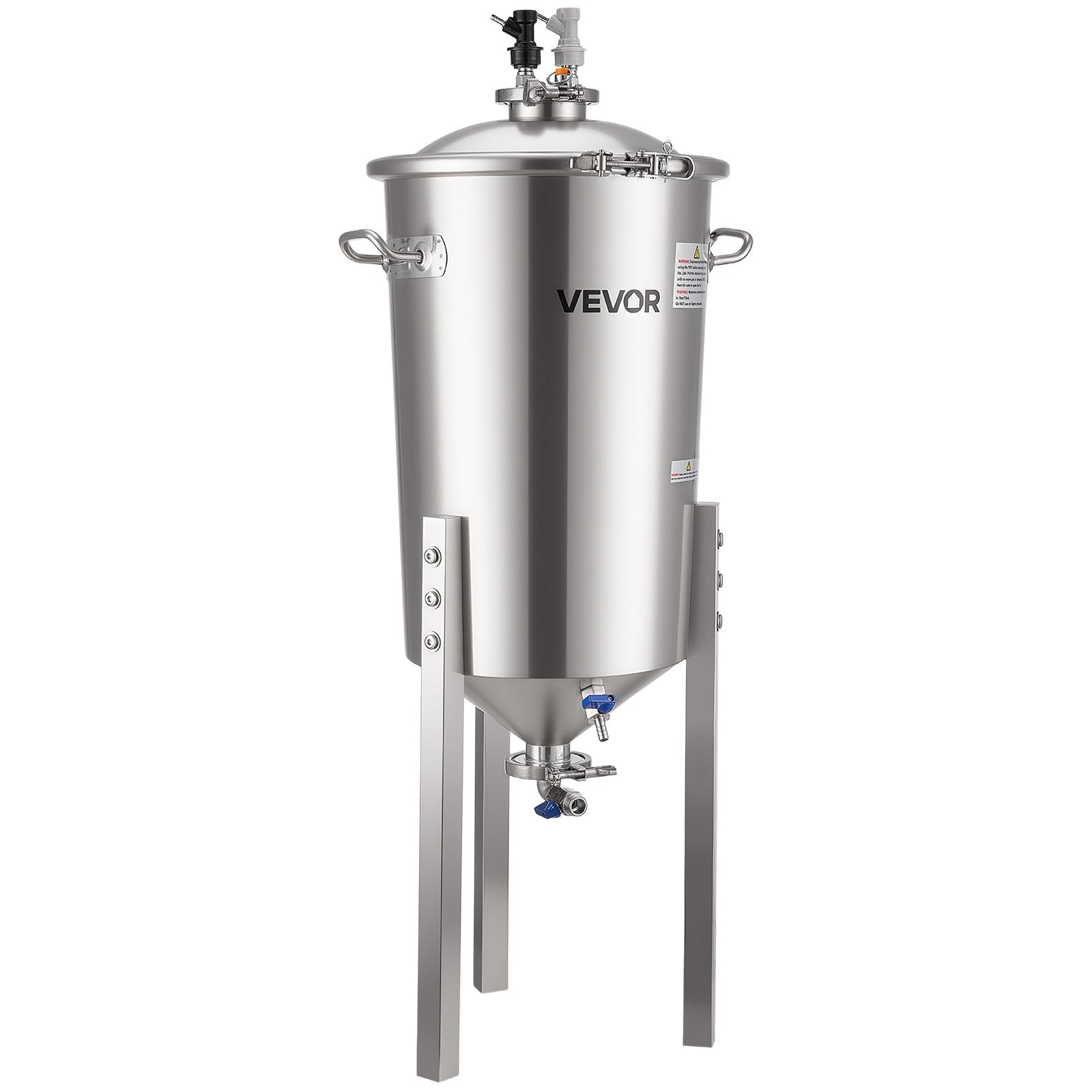 Free Weights: VEVOR Stainless Steel Conical Fermenter, 8 Gal/30L Home Brewing Fermenation Tank, Brew Bucket Fermentor with Conical Bottom, 3 Adjustable Legs, Lid, Handle & Thermometer, for Wine, Beer Fermentation