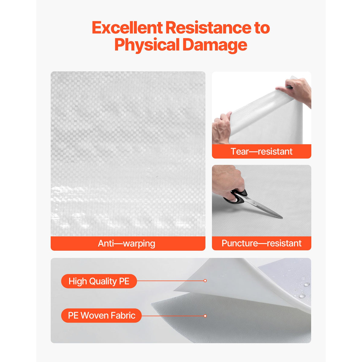 House Wrap, 2.74 x 45.7 mm, 0.13 mm Thick Vapor Barrier, Heavy Duty Plastic Sheeting for Tear-resistant, Drop Cloth Vapor Barrier Covering for Residential & Commercial Construction, White