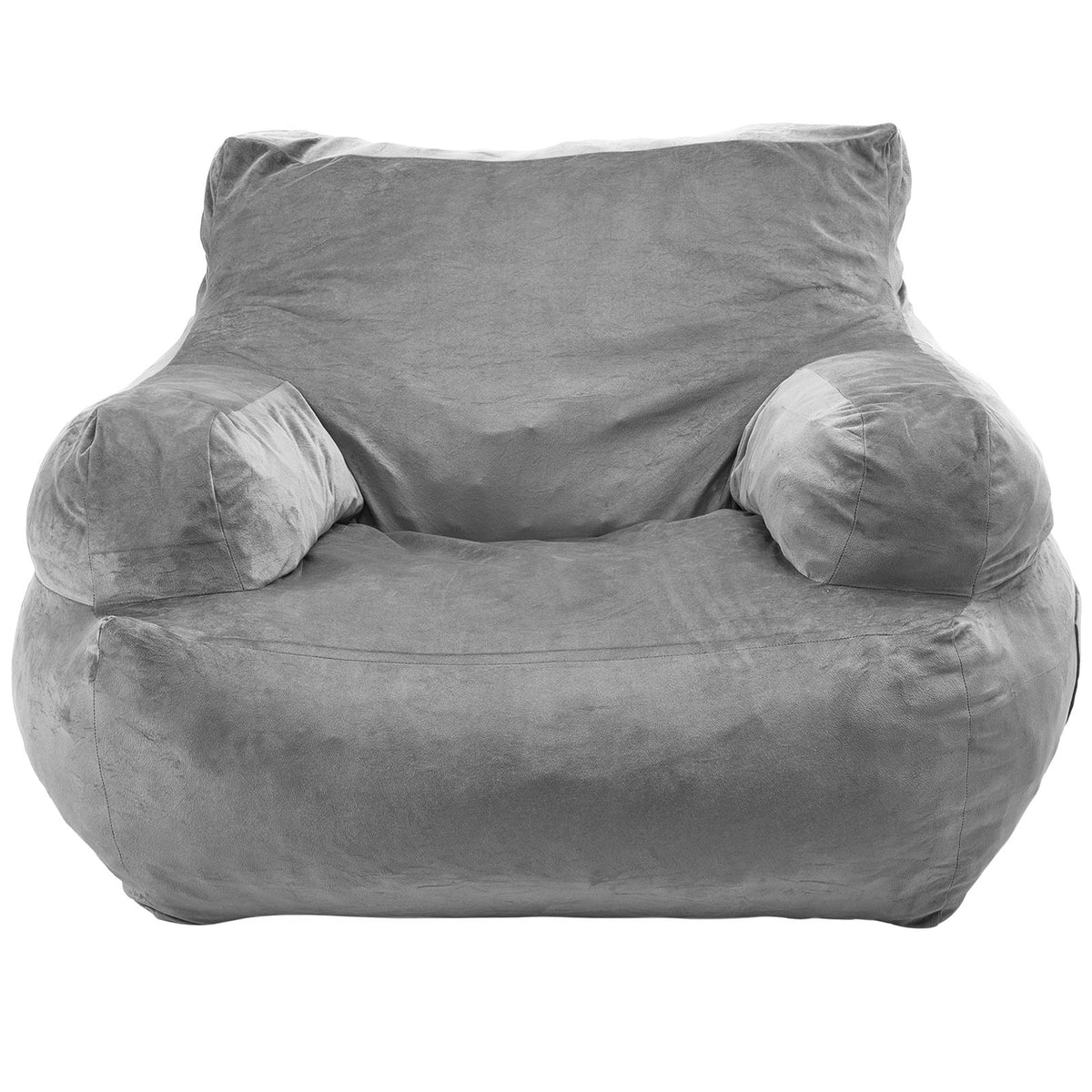 Bean Bag Chair, BeanBag Sofa Chair with Armrests for Adults, Fluffy Plush & High-Density Foam Filling Adult Bean Bag with Zapper, Comfy Lazy Sofa Chair Ideal for Living Room, Bedroom, Grey