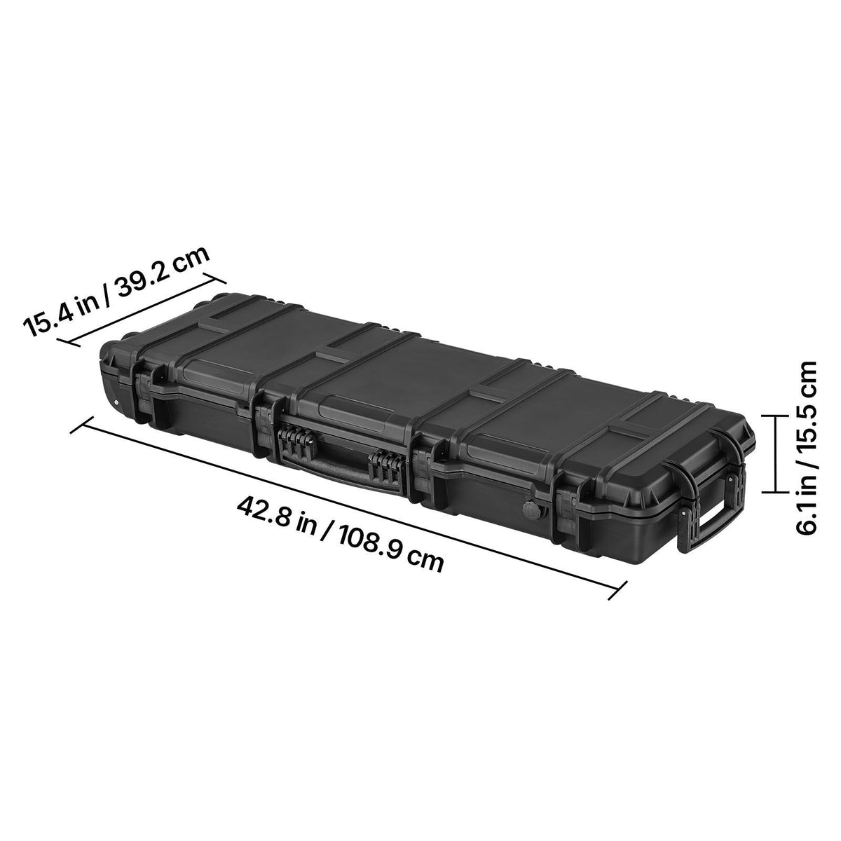 Hard Rifle Case, Lockable Rifle Case with Pre-cut Foams, 1016 mm Gun Storage with Wheels, IP67 Waterproof & Dustproof Movable Large Pistol Storage for Rifles, Shotguns, Airsoft Guns, Black