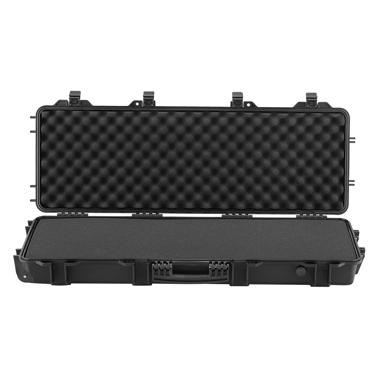 Hard Rifle Case, Lockable Rifle Case with Pre-cut Foams, 1016 mm Gun Storage with Wheels, IP67 Waterproof & Dustproof Movable Large Pistol Storage for Rifles, Shotguns, Airsoft Guns, Black