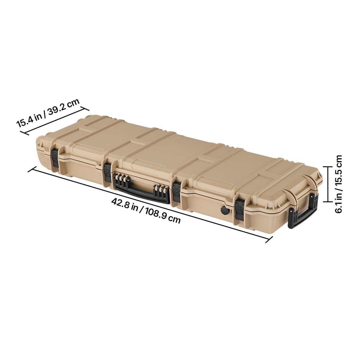 Hard Rifle Case, Lockable Rifle Case with Pre-cut Foams, 1016 mm Gun Storage with Wheels, IP67 Waterproof & Dustproof Movable Large Pistol Storage for Rifles, Shotguns, Airsoft Guns, Khaki