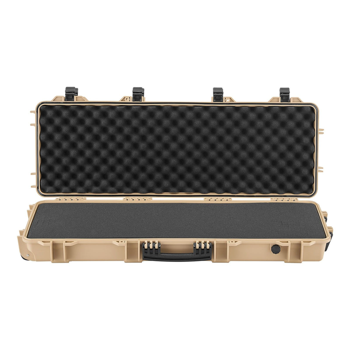Hard Rifle Case, Lockable Rifle Case with Pre-cut Foams, 1016 mm Gun Storage with Wheels, IP67 Waterproof & Dustproof Movable Large Pistol Storage for Rifles, Shotguns, Airsoft Guns, Khaki