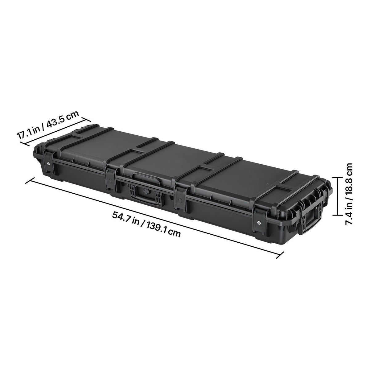 Hard Rifle Case, Lockable Rifle Case with Pre-cut Foams, 1320 mm Gun Storage with Wheels, Heavy Duty IP67 Waterproof & Dustproof Pistol Storage Cases for Rifles, Shotguns, Airsoft Guns, Black