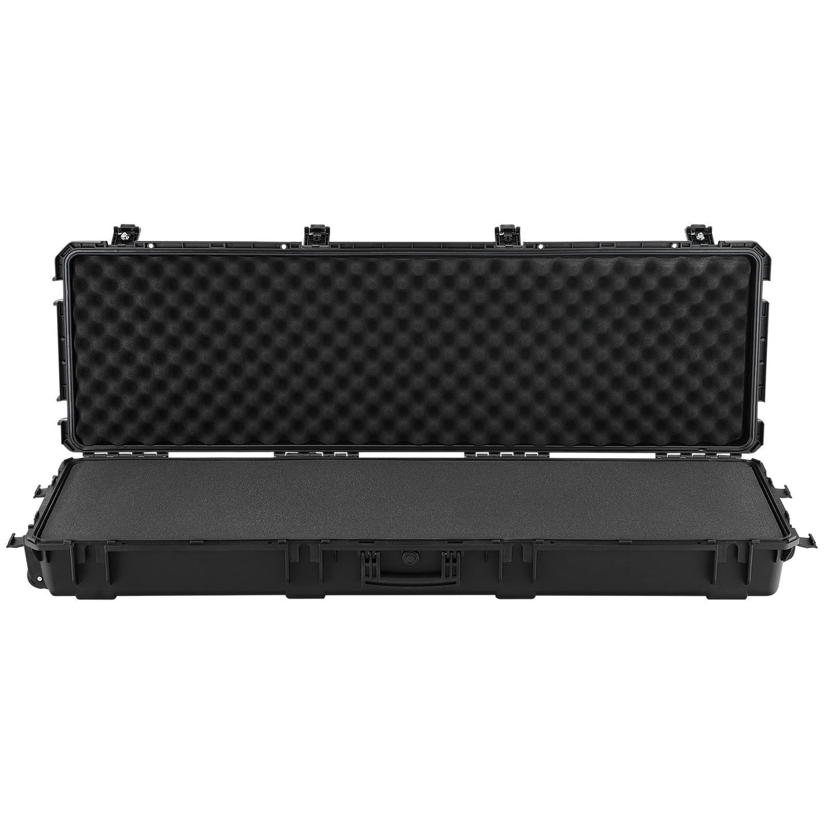 Hard Rifle Case, Lockable Rifle Case with Pre-cut Foams, 1320 mm Gun Storage with Wheels, Heavy Duty IP67 Waterproof & Dustproof Pistol Storage Cases for Rifles, Shotguns, Airsoft Guns, Black