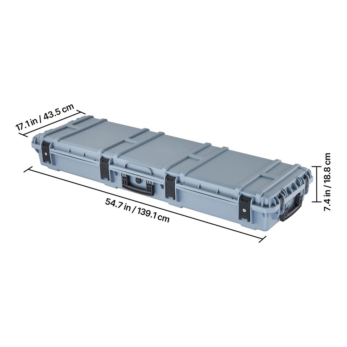 Hard Rifle Case, Lockable Rifle Case with Pre-cut Foams, 1320 mm Gun Storage with Wheels, Heavy Duty IP67 Waterproof & Dustproof Pistol Storage Cases for Rifles, Shotguns, Airsoft Guns, Grey