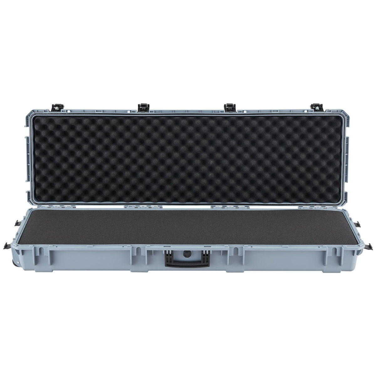 Hard Rifle Case, Lockable Rifle Case with Pre-cut Foams, 1320 mm Gun Storage with Wheels, Heavy Duty IP67 Waterproof & Dustproof Pistol Storage Cases for Rifles, Shotguns, Airsoft Guns, Grey