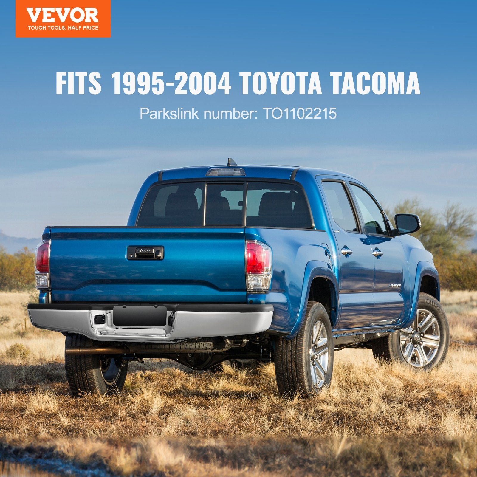 Automotive Parts: VEVOR Rear Step Bumper Chrome Steel Bumper Assembly for 1995-2004-Toyota Tacoma
