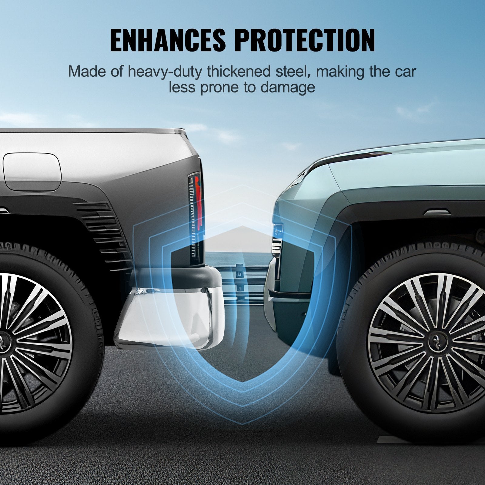 Automotive Parts: VEVOR Rear Step Bumper Chrome Steel Bumper Assembly for 1995-2004-Toyota Tacoma