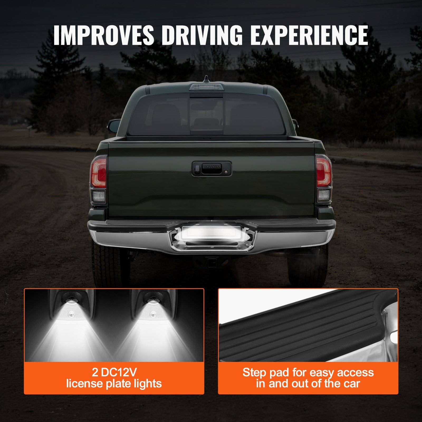 Automotive Parts: VEVOR Rear Step Bumper Chrome Steel Bumper Assembly for 1995-2004-Toyota Tacoma