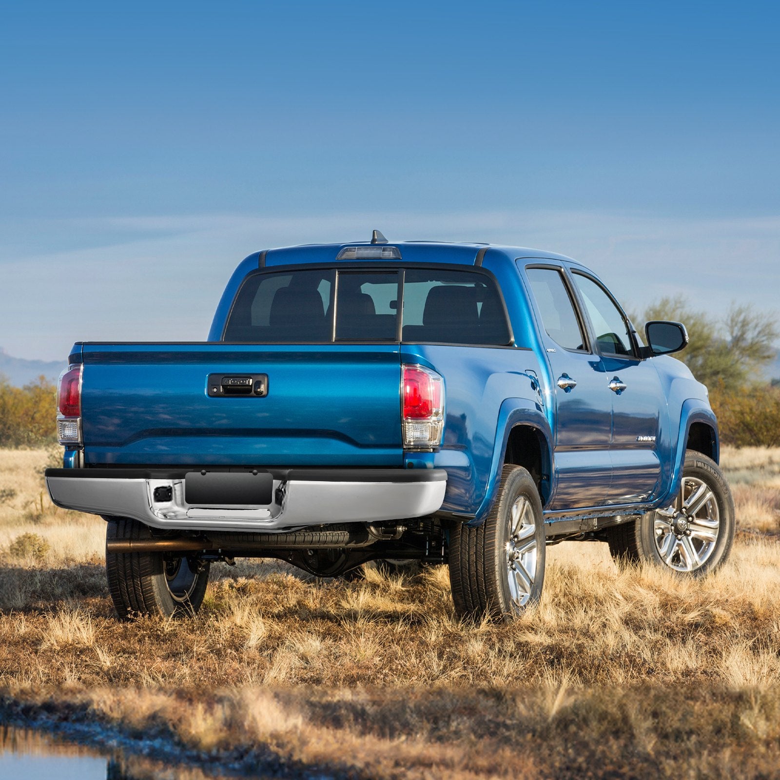 Automotive Parts: VEVOR Rear Step Bumper Chrome Steel Bumper Assembly for 1995-2004-Toyota Tacoma