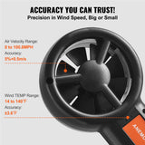 Monitoring & Testing: VEVOR Split Handheld Anemometer, Digital Wind Speed CFM Meter Gauge with LED Backlight Screen, Measures Wind Velocity Wind Temperature Air Flow Wind Chill, for Sailing Surfing Flying HVAC