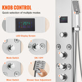 Shower Accessories: VEVOR Shower Panel System, 6 Shower Modes, LED & Screen Hydroelectricity Shower Panel Tower, Rainfall, Waterfall, 8 Massage Jets, Tub Spout, Handheld Shower, Stainless Steel Wall-Mounted Shower Set
