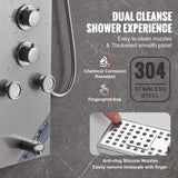 Shower Heads & Screens: VEVOR Shower Panel System, 6 Shower Modes, LED & Screen Hydroelectricity Shower Panel Tower, Rainfall, Waterfall, 5 Massage Jets, Tub Spout, Handheld Shower, Stainless Steel Wall-Mounted Shower Set