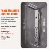 Shower Heads & Screens: VEVOR Shower Panel System, 6 Shower Modes, LED & Screen Hydroelectricity Shower Panel Tower, Rainfall, Waterfall, 5 Massage Jets, Tub Spout, Handheld Shower, Stainless Steel Wall-Mounted Shower Set