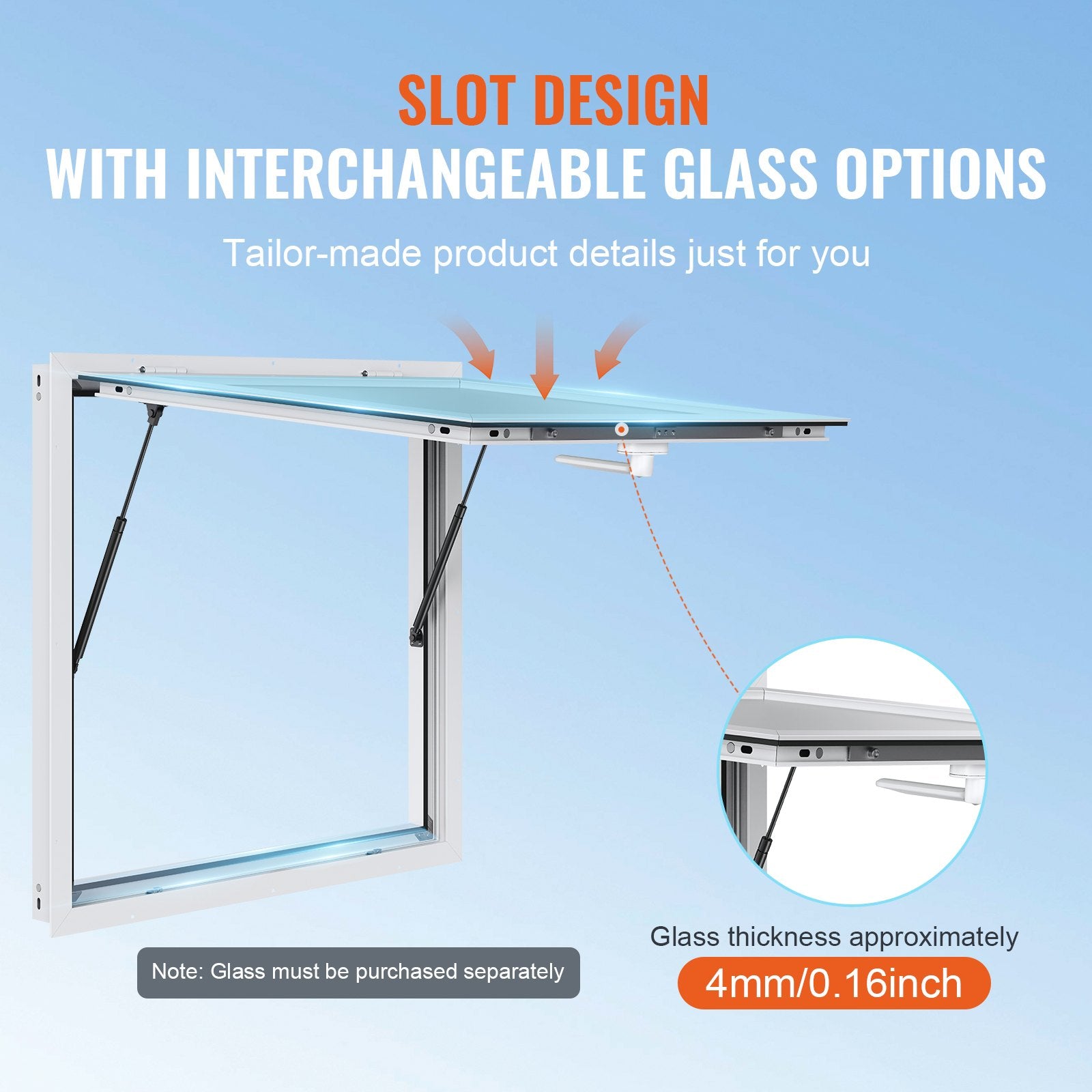 Canopies & Gazebos: VEVOR Concession Window 91x91cm, Aluminum Alloy Food Truck Service Window with Awning Door & Drag Hook, Up to 85 Degrees Stand Serving Window for Food Trucks Concession Trailers, Glass Not Included